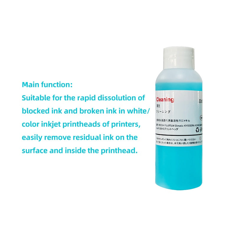 DTF printhead cleaning solution for dissolving blocked and residual ink