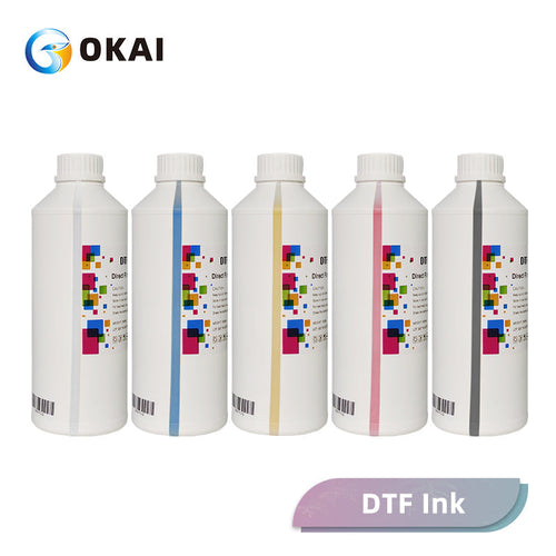 Complete CMYKW DTF ink set included in 13 inch production bundle
